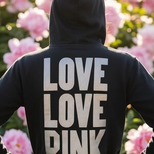 PINK Victoria's Secret Black Jacket with Bold White Text